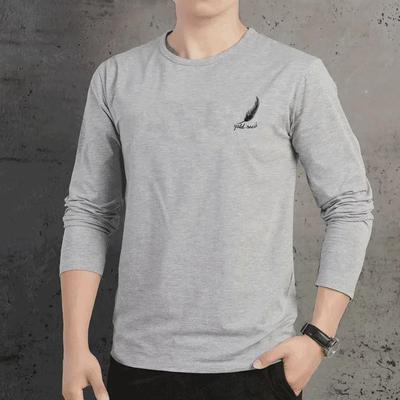Men's Loose Fit Long-Sleeve Round Neck Top - Korean Style Youth Spring & Autumn Tee