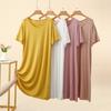 Damen Sommer Modal Pünktchen Rüschen Kurzarm Midi Kleid Übergröße Schmeichelnd Lockerer Schnitt Nachthemd Lässiges Nachthemd Loungewear Kleider