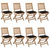 Folding Garden Chairs Set of 8 with Cushions Acacia Wood