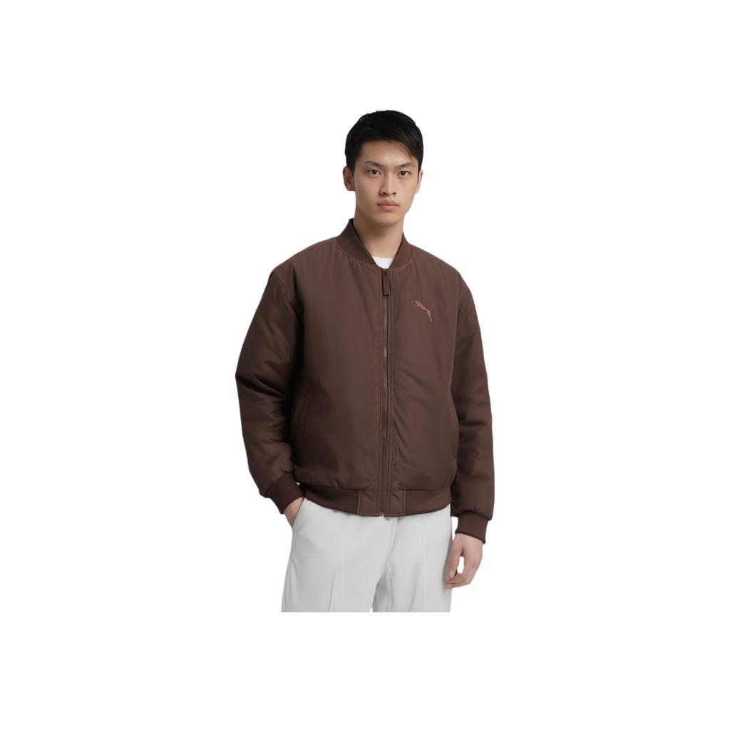 PUMA Solid Color Zipper Pilot Baseball Collar Long Sleeve Jacket Men jackets Brown 685352-65