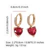 Golden Plated Red Heart Dangle Earrings for Women Hoop Earrings for Jewelry Wedding Party Accessories