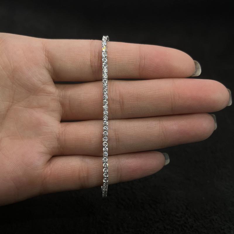 Mozambican Diamond Tennis Bracelet 30 Points-80 Points 2.0mm-6.0mm with Certificate, Over-drill Pen Material