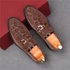 Fashion Fashion New Men's Leopard Pattern Suede Leather Flats Shoes Male Designer Metal Buckle Loafter Homecoming Wedding Dress Footwear