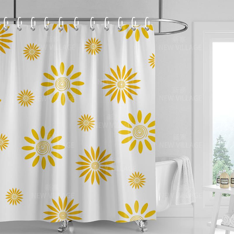 Home Shower Curtains Bathroom Decora Waterproof Fabric Non-Slip Bathmat Water Absorption Curtain Modern Nordic Simple Plant