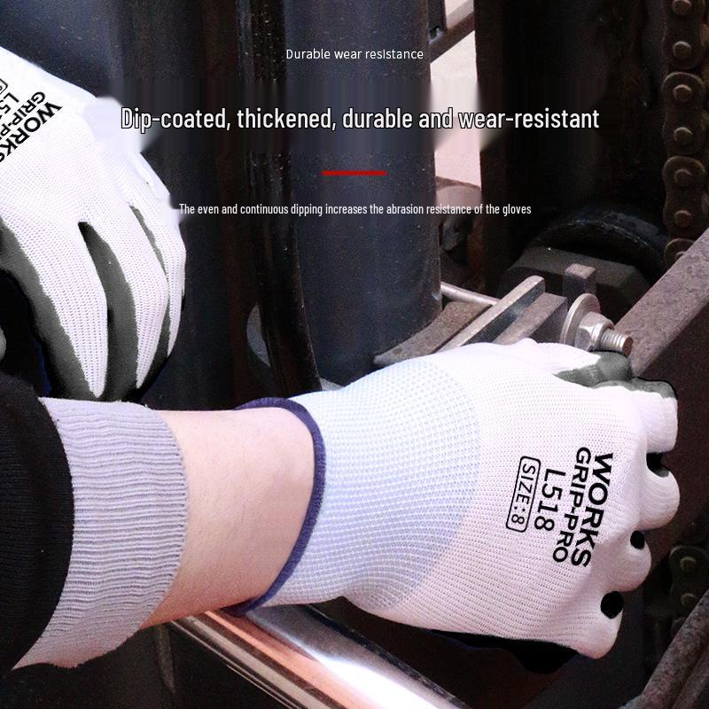 Nitrile-Coated Anti-Slip Nylon Gloves, Thickened, Breathable, and Wear-Resistant for Safety