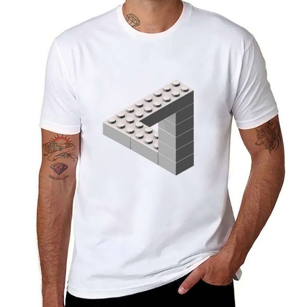 Escher Toy Bricks White Tshirt Daily Wear Print Tshirt