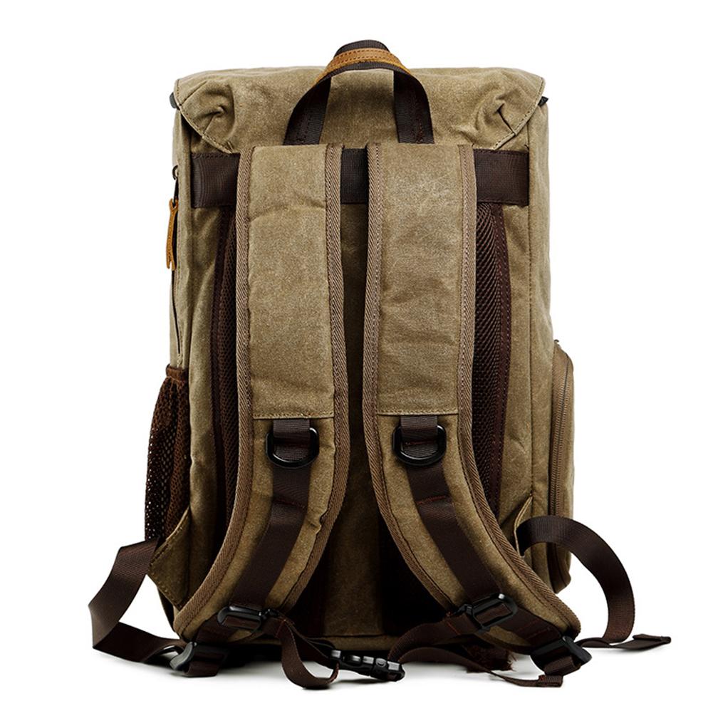 Unisex Canvas Waterproof Photography Outdoor Wear-resistant Large Camera Backpack
