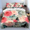 Romantic Butterflies And Roses Bedding Set For Kids Luxury Gift 3Pcs Digital Print Comforter Set Soft Comfortable Breathable