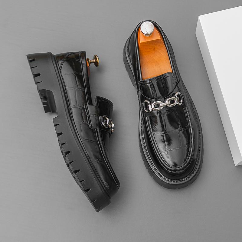 Men Fashionable Loafers Men Thick-soled Wear-resistant Business Brand Leather Shoes Gentleman Social Shoes Size 38-46 Men Shoes