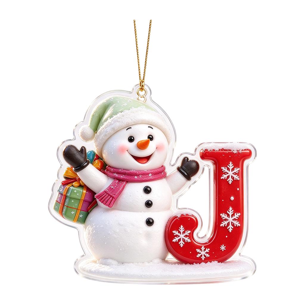 Christmas Snowman Letter 2D Acrylic Hanging Ornament for Holiday Tree Decor