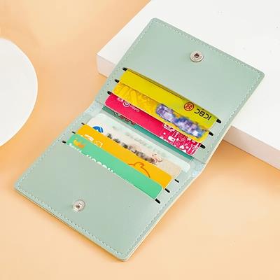 1 Stück Kartenhalter aus Kunstleder mit Druckknopfverschluss, Schlanke Kartenhülle für 8 Kredit-/Bankkarten, Führerschein, Futter aus Kunstleder, Minimalistisches Design