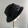 Hepburn Hat Top Hat Autumn and Winter Pearl Hat Top Hat Women's Top Hat Mink Ball Bow Fashion Personality French Hat Elegance