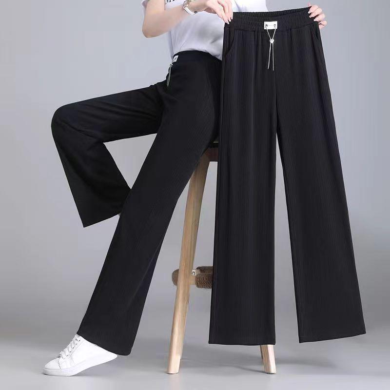 

Final Stock Women s High Waist Ice Silk Wide-Leg Pants 3XL (140-155 lbs)