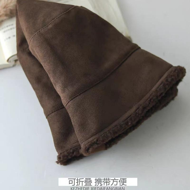 Women S Vintage Suede Fleece Lined Fisherman Hat