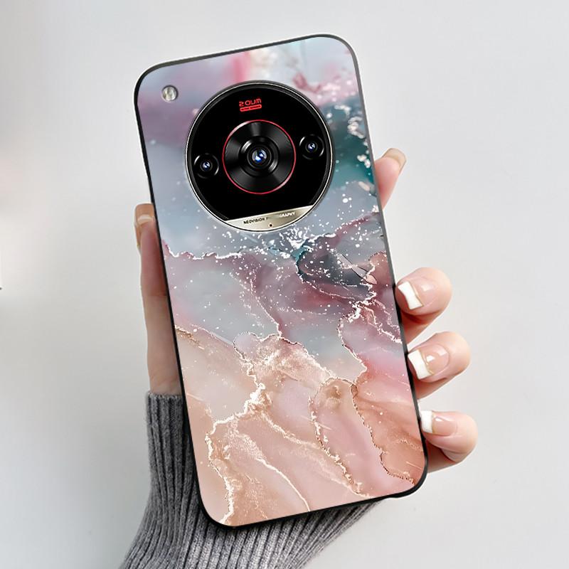 

Phone Case For ZTE nubia Focus 2 Ultra 5G Black Silicone Shockproof Soft Casing Unique Beautiful Forest Aurora Pattern Cover nubia Focus 2 Ultra