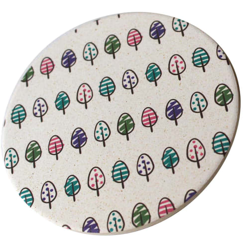 Lippuya Diatomaceous Earth Coaster, Nordic 8. Feilglick Woods, Water-Absorbent Coaster, Diatomaceous Earth Ceramic, Mino Ware, Made In Japan, Round, H