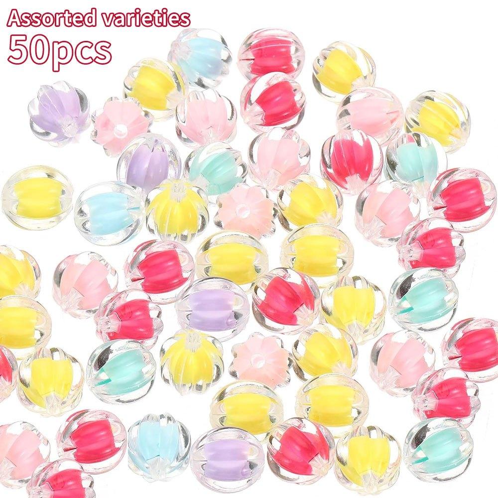 

50/100 шт. Акриловые сэндвич-тыквенные декоративные бусины интервальные бусины прозрачные случайные цвета ремесленные бусины DIY браслет ожерелье серьги брелок 50pcs