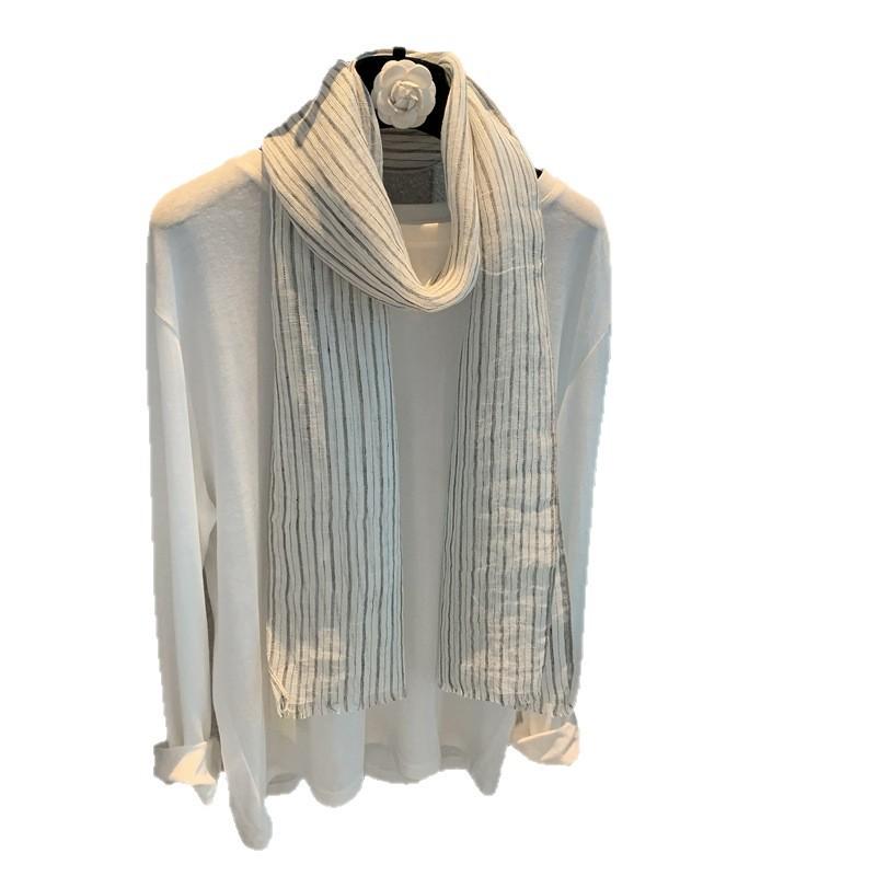 Striped Outer Shawl Linen Thin Long Scarf Comfortable Stacking Decoration Fashion Versatile Silk Scarf Shawl