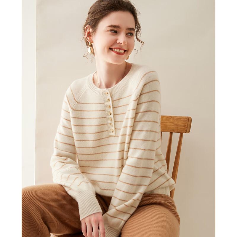 Fanzhen Women's Striped Cashmere Blend Sweater
