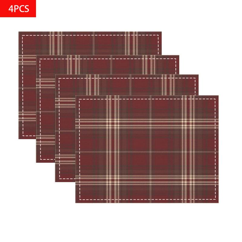 4pcs Plaid Printed Placemats Heat-Resistant, Square, Machine Washable, Ideal for Home, Restaurant & Party Dining Decor