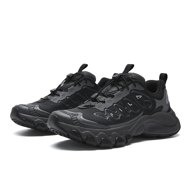 FILA TRUFFLE Cushioning Abrasion Resistant Lightweight Low top Chunky Sneakers Men's Black/Wild Dove Gray F12M621111FBW