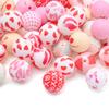 10Pcs 15mm Baby Infant Nipple Appeal Other Chain Clips Dummy Holder Nipple Accessories Pink Love Print Food Grade Silicone Beads