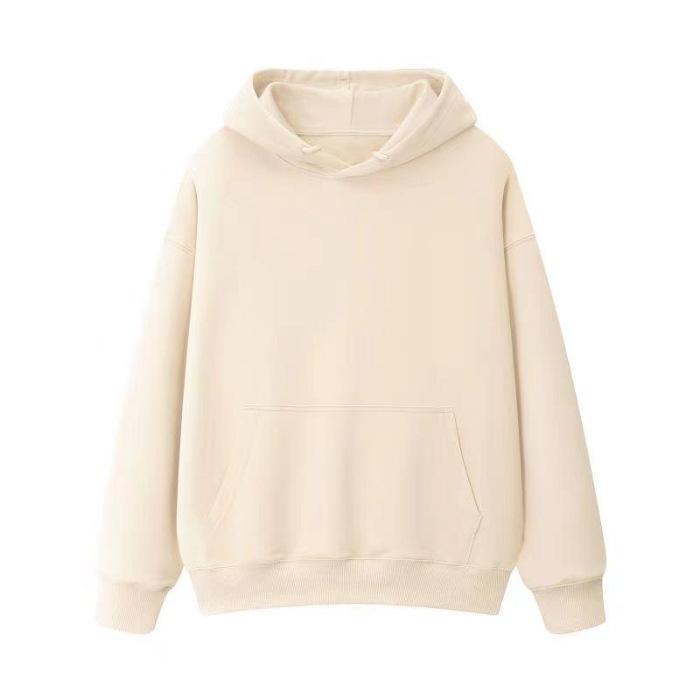 Wholesale 190g fleece thickened light version hooded sweater men's and women's Korean version solid color coat
