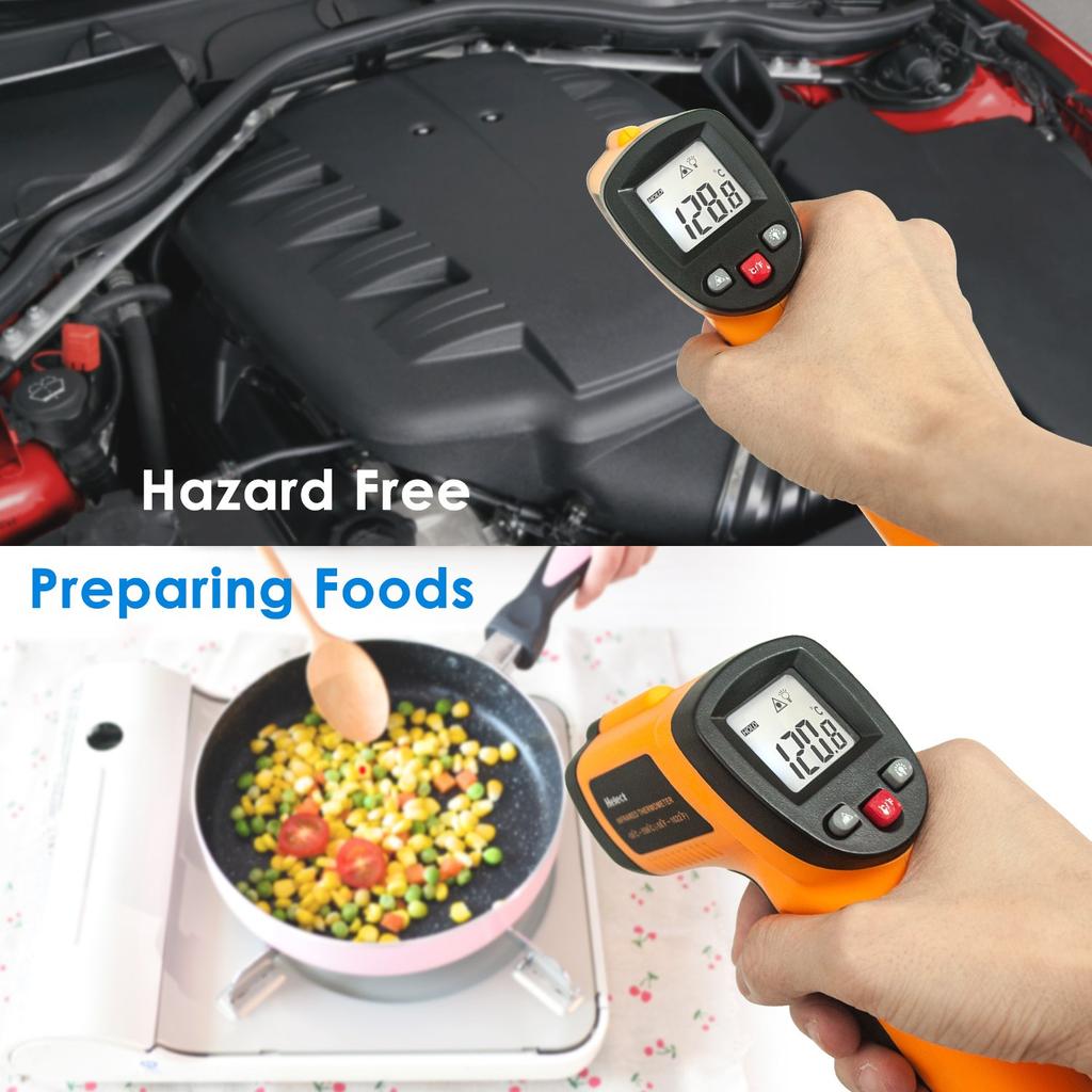 Digital Laser Infrared Thermometer, Pyrometer (-50 °C To 550 °C) with LCD Lighting