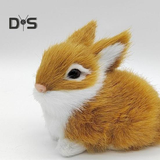 1/5 Pz. Statuetta Coniglio di Peluche Modello Coniglietto Simulazione Realistica Animale in Miniatura Pelliccia Artificiale Realistica Ornamento Decorazione da Tavolo Pasquale per Casa Ufficio