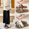 Simplistic Peep-Toe Flat Sandals - Versatile Casual Summer Toe-Loop Slippers