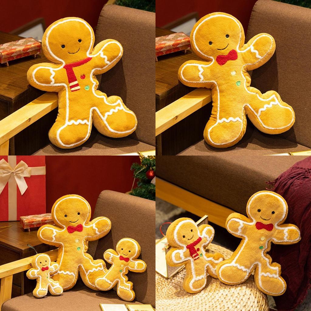 Weihnachts-Lebkuchenmann Plüschkissen mit PP-Baumwollfüllung für Feiertagsdekoration und Geschenke