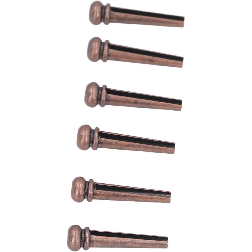 Guitar Bridge Pins,6PCS Guitar Bridge Pin Copper Acoustic Guitar Bridge Pins Peg Replacement for Repairing (Antique Bronze)