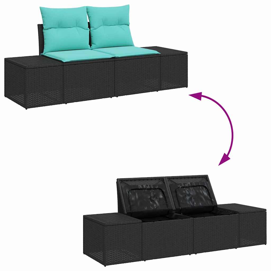 Garden Sofa Set 5 pcs 4 Seater Black and Turquoise