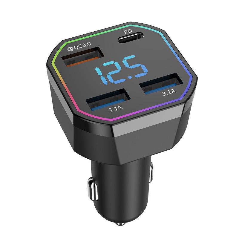 Four-Port USB Car Charger with PD, QC3.0, and 2.4A Support