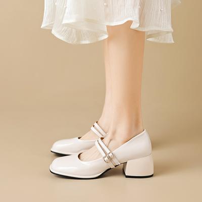 Women's Pumps Low Heel Dress Shoes for Women Square Closed Toe Chunky Block Heels Mary Jane Pumps Shoes With Ankle Strap Work Shoes for Wedding Party