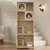 Cat Villa, Cat Enclosure, Cat Furniture, Large Chinchilla Cage, Glass Cat House with Wheels, with Key, with Cat Flap, Natural Wood Color, 60x50x156cm