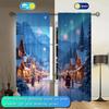 2pcs Christmas Snow Scenery Printed Curtain for Christmas Home Decor - Rod Pocket Window Treatment for Bedroom, Office, Kitchen