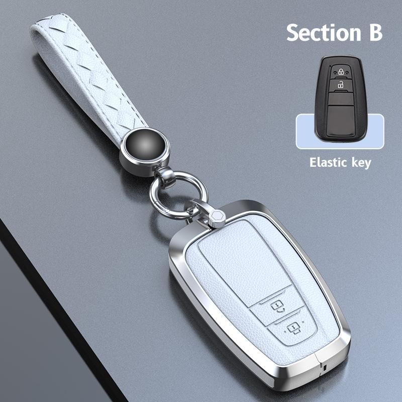 Zinc Alloy Cowhide Car Remote Key Case Fob for Toyota Prius Camry Corolla CHR C-HR RAV4 Land Cruiser Prado Keychain Accessories
