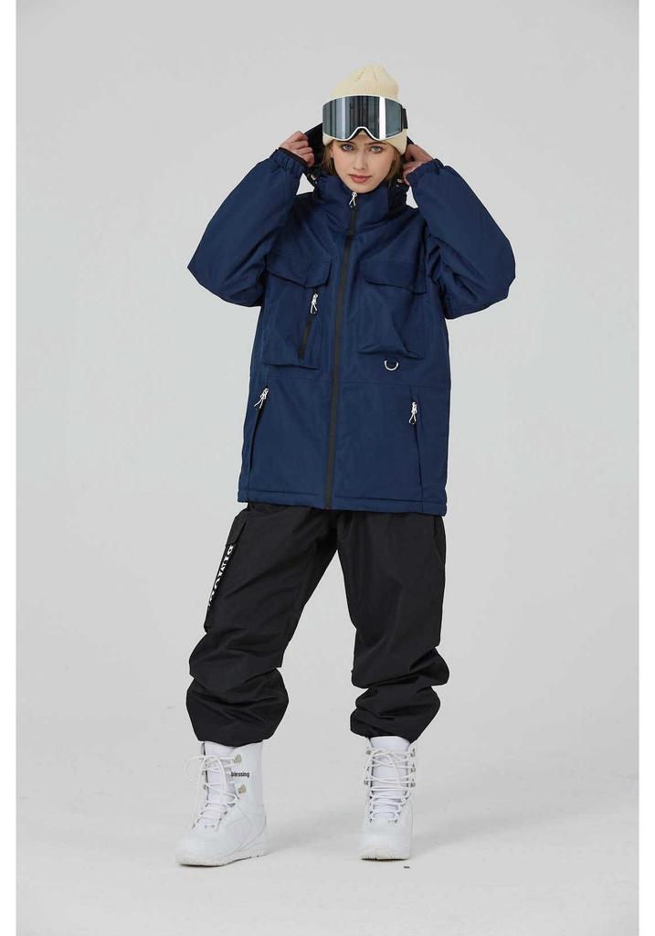 Unisex Logo Ski Suit Set: Warm, Loose-Fit for Snowboarding & Skiing Outdoors