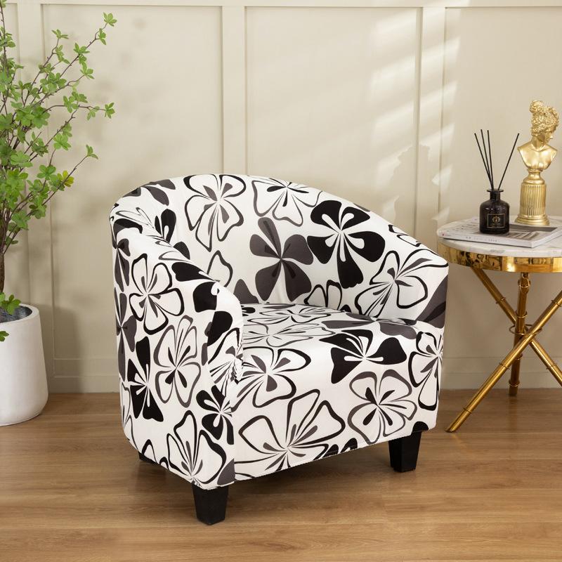 Elastic Printed Semi-circular Sofa Cover  All-inclusive Semi-circular Cafe Chair Cover  Internet Cafe Hotel Sofa Chair Cover