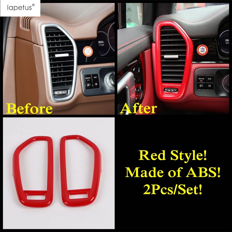 Tête de Levier de Vitesse Rouge / Leve-vitre / Porte-gobelet / Bande de Couverture d'Écran de Tableau de Bord Accessoires de Garniture Pour Porsche Cayenne 2018 -