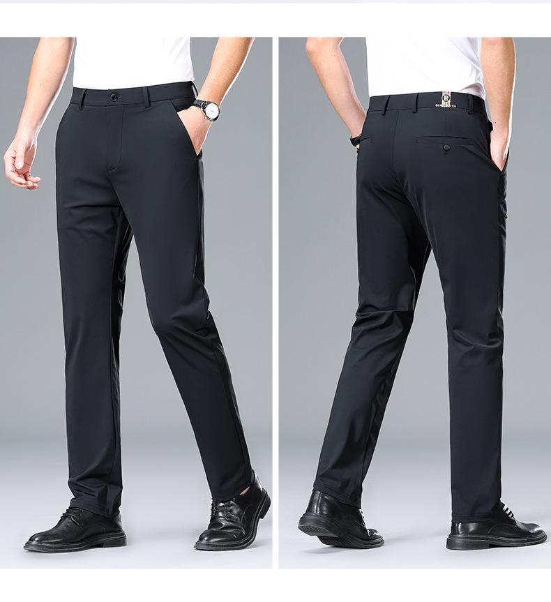 Men's High-Elastic Ice Silk Casual Suit Pants - 2025 Lightweight Luxury Business Style