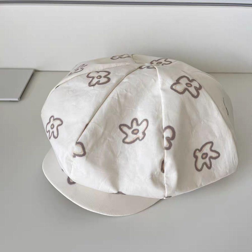 Cartoon Octagonal Hat British Style Y2k Painter Hat Personality Flower Beret  Girls