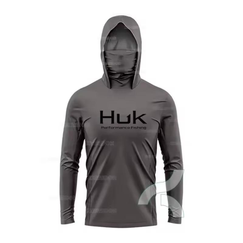 HUK Anglerhemden Langarm Mit Kapuze Gesichtsbedeckung Trikot Leichter Sonnenschutz Angler