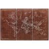 Canvas Wanddecoratie Triptiek Wereldkaart Vintage met de Hand 120x60 cm met Houten Frame Decoratie voor Slaapkamer Bruin