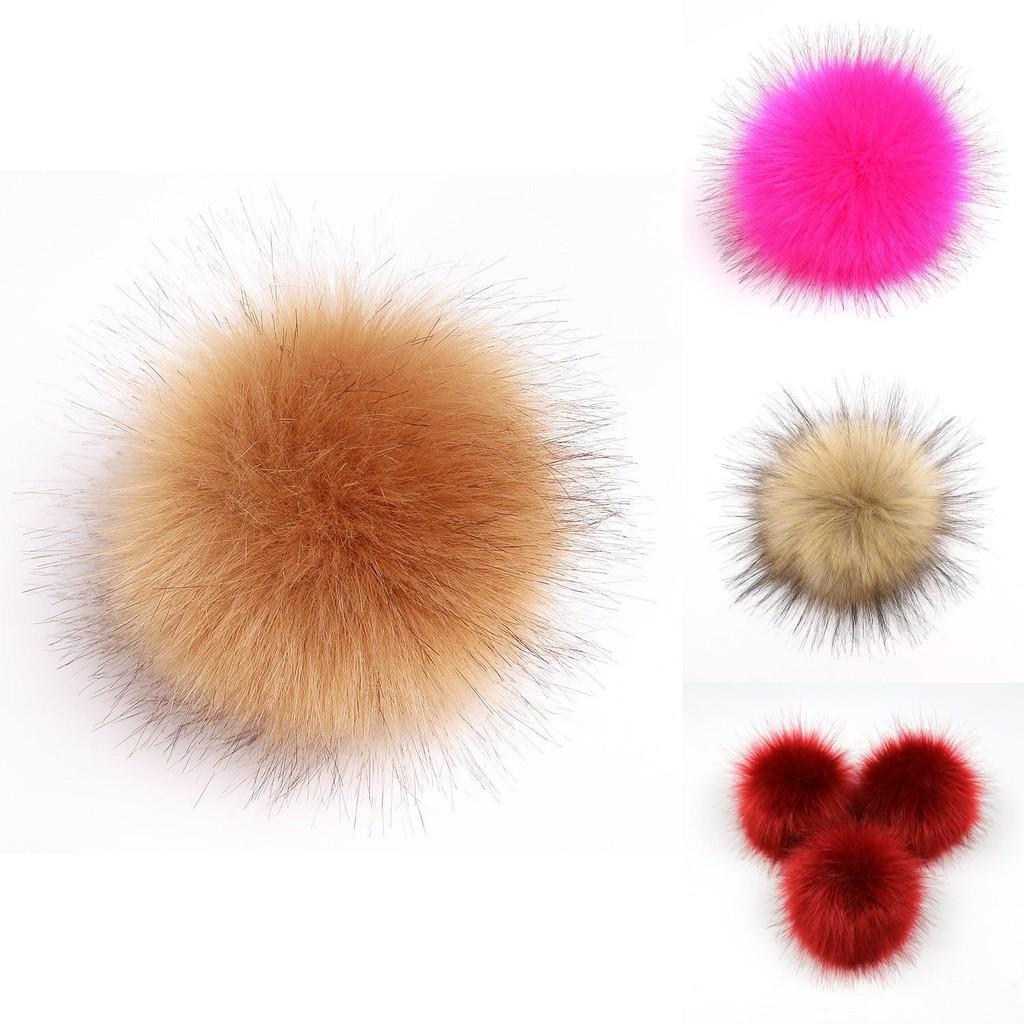 Luxurious Diy Women Faux Raccoon Fur Pom Poms Ball For Knitting Beanie Hats