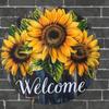 Round Metal Sunflower Welcome Sign For Home Wall Door Porch Garden Cafe Office Farmhouse Decor
