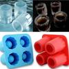 4-Cup Ice Cube Shot Shape Silicion Shooters Glass Freeze Mold Maker Tray Party Random Color