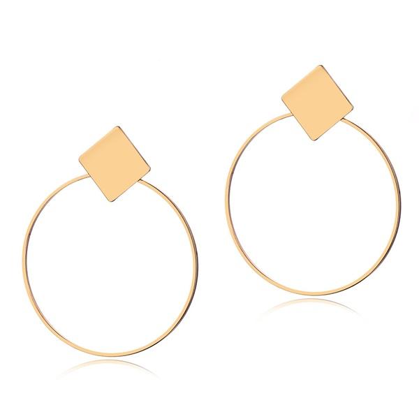Hot Selling Vintage Earrings Women Big Gold Color Geometric Statement Metal Drop Earrings Jewelry Accessories