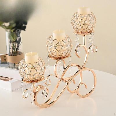 3 Kollu Mumluklar Kaseler Tealight Şamdanlar Düğün Yemek Masası Parti Ev için Şamdan